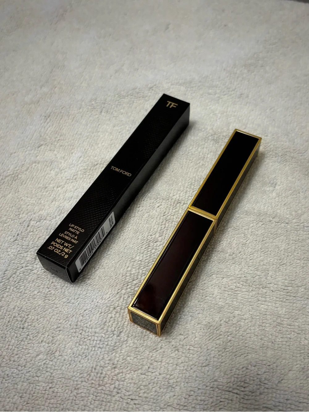 Tom Ford Lip Stilo Matte Lipstick in Deep Brown with Gold Trim